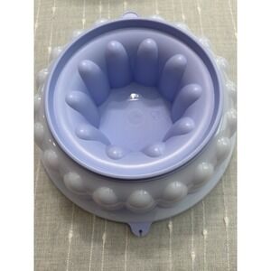Tupperware 3 Pc Light Blue/White Jel-Ring Jello Gelatin Mold W/Lid #1201-21